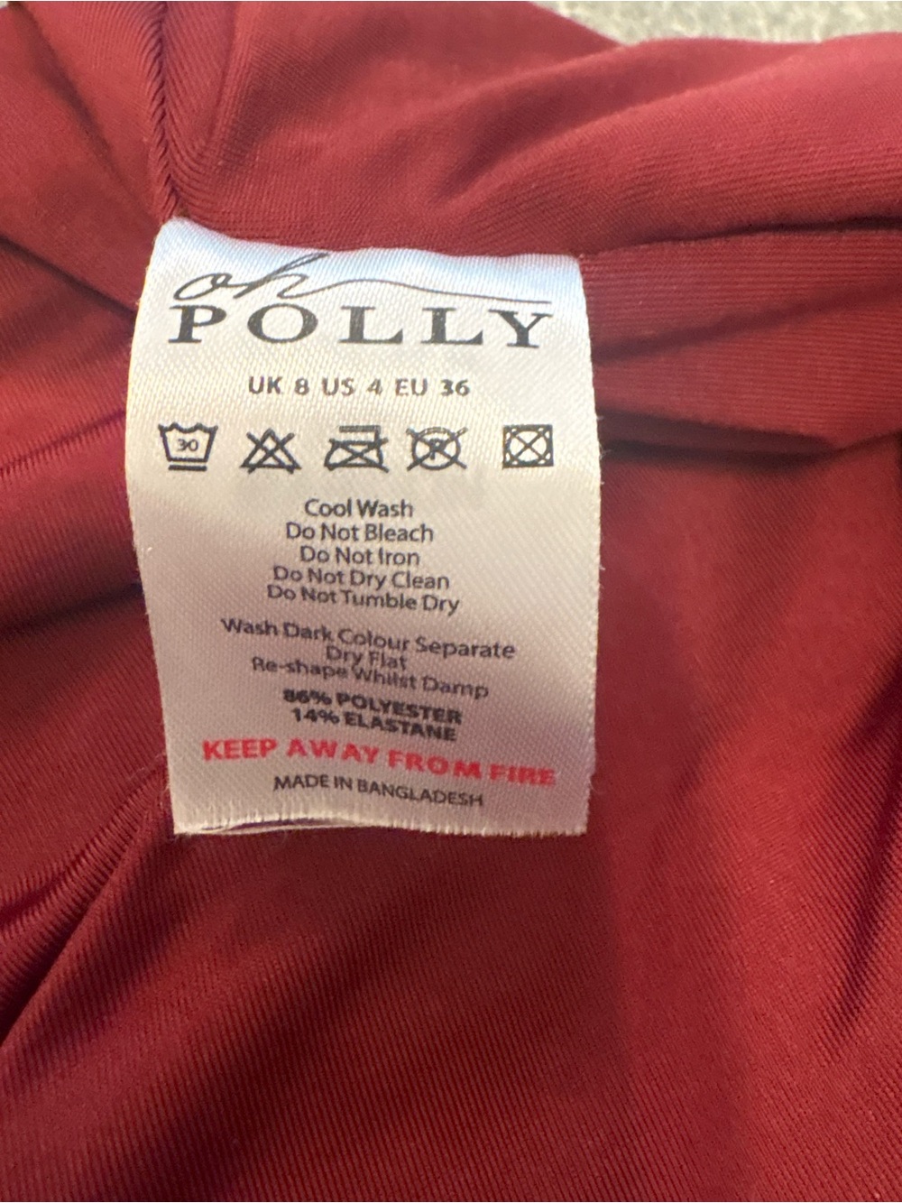 Oh Polly Ruched Asymmetric Ruffle Mini Dress Burgundy Wine Red Size US 4 / UK 8 - Picture 3 of 7